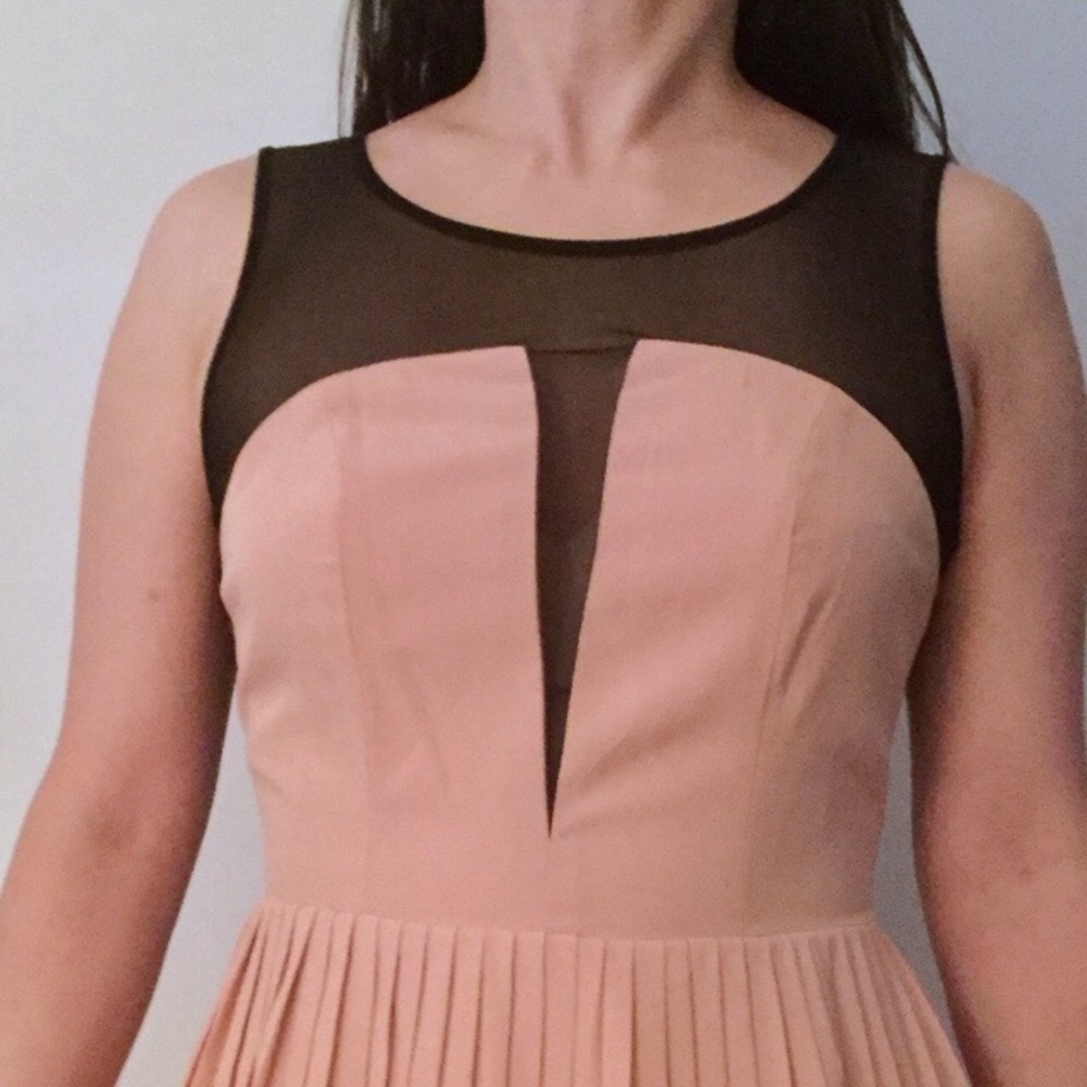 2/$15🎈F21 mini pleated dress in blush, blk sheer